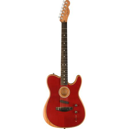Fender American Acoustasonic Telecaster Acoustic Electric Guitar, Ebony Fingerboard, Crimson Red