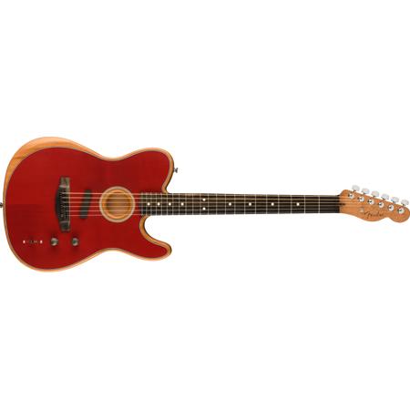 Fender American Acoustasonic Telecaster Acoustic Electric Guitar, Crimson Red