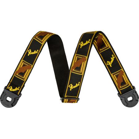 Fender Quick Grip Mono Strap, Black/Yellow/Brown