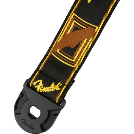 Fender Quick Grip Mono Strap, Black/Yellow/Brown