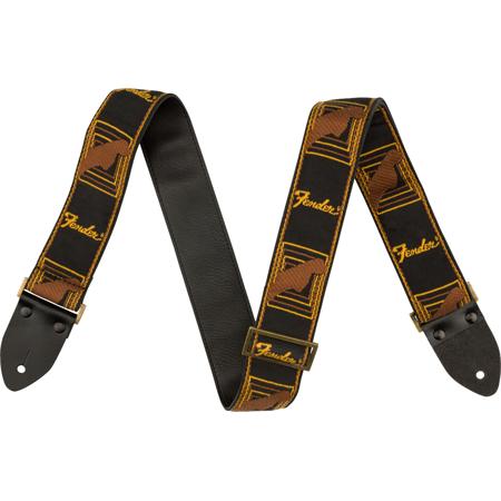 Fender Legacy Monogram Strap, Black/Yellow/Brown