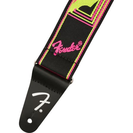 Fender 2" Neon Monogrammed Strap, Yellow/Pink