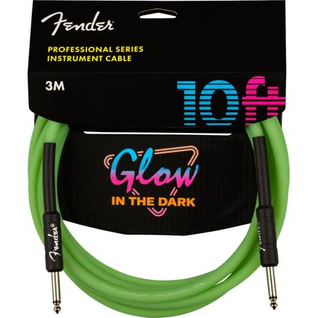 Fender 10' Professional Glow In The Dark Instrument Cable, Straight, Green