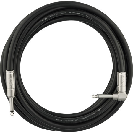 Fender Professional Series 15' 1/4" Straight to Right-Angled Kill Switch Instrument Cable, Black