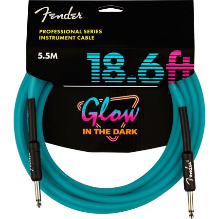Fender 18.6' Professional Glow In The Dark Instrument Cable, Straight, Blue