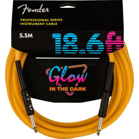 Fender 18.6' Professional Glow In The Dark Instrument Cable, Straight, Orange