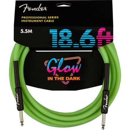 Fender 18.6' Professional Glow In The Dark Instrument Cable, Straight, Green