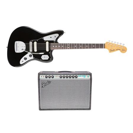 Fender Artist Series Johnny Marr Jaguar Electric Guitar, Black W/Guitar Amp