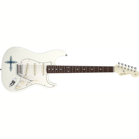 Fender Kenny Wayne Shepherd Stratocaster, Rosewood, Arctic White with Cross Grap