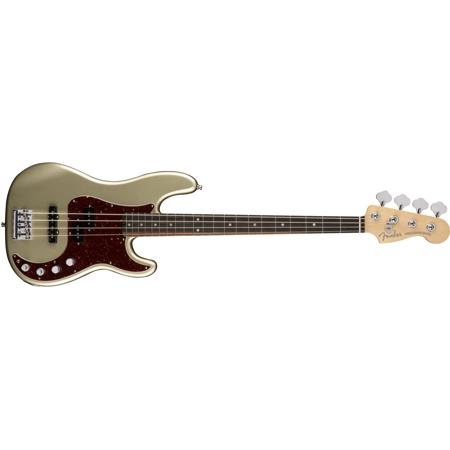 Fender American Elite Precision Bass 4-String Electric Guitar, Ebony, Champagne