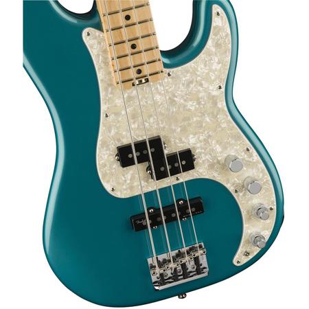 Fender American Elite Precision Bass Electric Guitar, Maple, Ocean Turquoise
