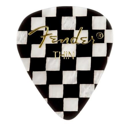Fender 351 Shape Graphic Thin Picks, 12 Per Pack, Checker