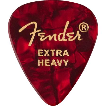 Fender 351 Shape Premium Celluloid Picks for Guitars, Extra-Heavy, 12-Pack, Red Moto
