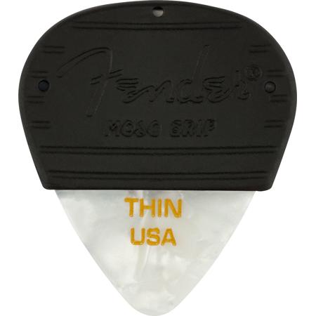 Fender 351 Shape Mojo Grip Celluloid Guitar Picks, Thin, White Moto, 3-Pack