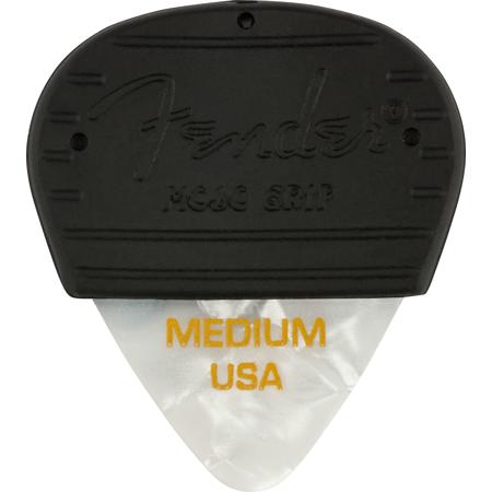 Fender 351 Shape Mojo Grip Celluloid Guitar Picks, Medium, White Moto, 3-Pack