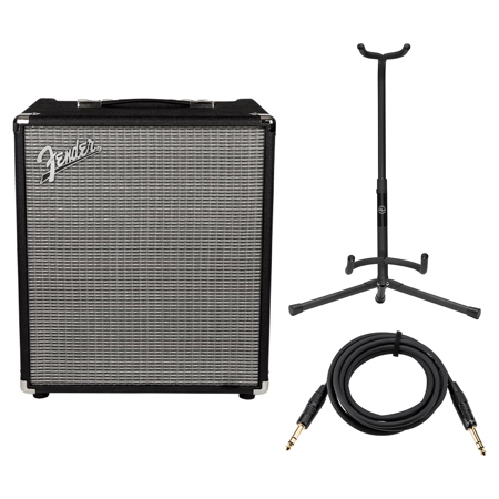 Fender Rumble 100 (V3) Bass Amplifier W 12" Speaker, Tripod Guitar Stand, Cable