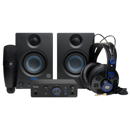 Fender Quantum Complete Bundle with Quantum LT 2 Audio Interface, Eris 3.5 Gen 2 Studio Monitors, M7 MKII Microphone, HD7 Headphones