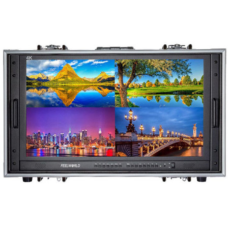 Feelworld 4K280-9HSD-CO 28" 4K UHD Quad View Carry-On Broadcast LED Monitor with Built-In Speakers, 3840x2160