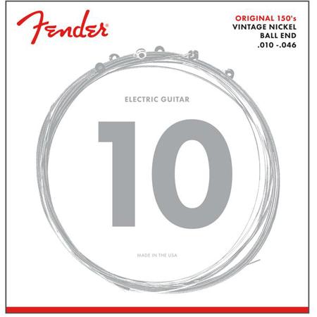 Fender Original Pure Nickel Wound 150R Regular Electric Guitar Strings, Ball End, .010-.046 Gauges, Set of 6 Strings