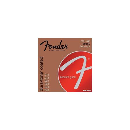 Fender 880XL Extra Light Dura-Tone 80/20 Coated Acoustic Guitar Strings, .010 - .048 Gauges, Set of 6 Strings