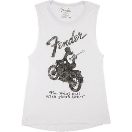 Fender Jaguar Women's Sleeveless T-Shirt, Small, White