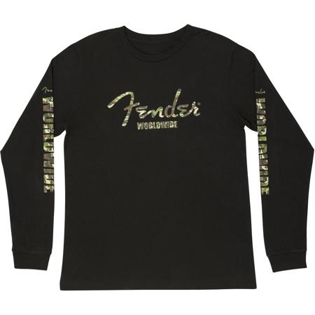 Fender Camouflage Logo L/S T-Shirt, Small, Black