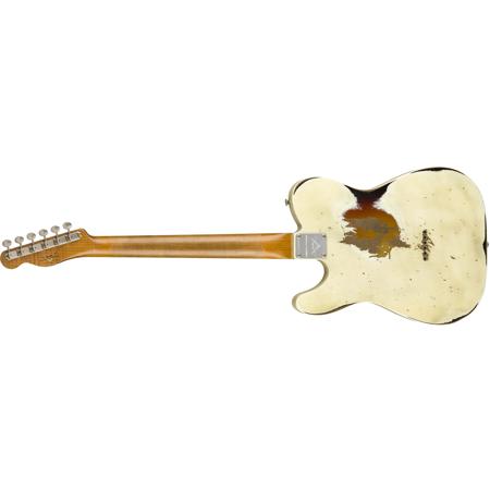 Fender 2018 Reverse Custom Telecaster, Aged Olympic White over 3-Color Sunburst