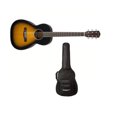 Fender CP-100 Parlor Acoustic Guitar, Sunburst With ChromaCast Padded Gig Bag