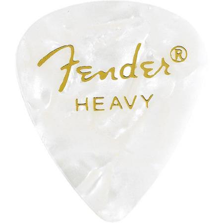 Fender 351 Shape Premium Celluloid Guitar Picks, Heavy, 12 Pack, White Moto