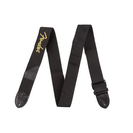 Fender 2" Polyester Guitar Strap, Black with Yellow Logo
