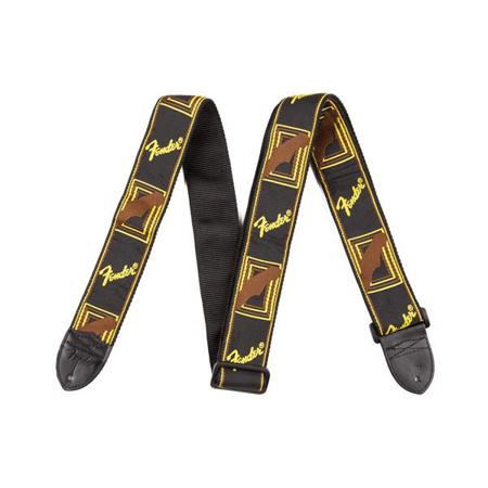 Fender 2" Monogrammed Guitar Strap, Black/Yellow/Brown