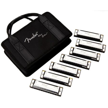 Fender Blues Deluxe Harmonicas Seven-Key Sampler Set with Case, 7-Pack