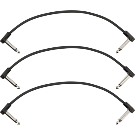 Fender Blockchain 8" Right Angle Patch Cable, Black, 3-Pack