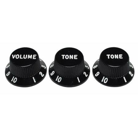 Fender Stratocaster Plastic Push-on Control Knobs, Set of 3, Black