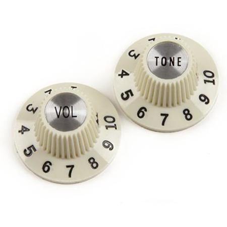 Fender Pure Vintage 1965 Jazzmaster Vintage White "Witch Hat" Knobs, Set of 2