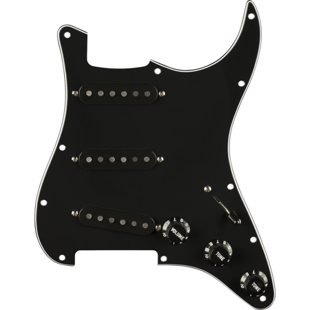 Fender Pre-Wired 3-Ply 11-Hole Pickguard for Pure Vintage '59 Stratocaster Electric Guitar, RWRP Middle Pickup, Black