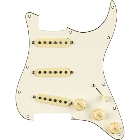 Fender Pre-Wired 3-Ply 11-Hole Pickguard for Pure Vintage '59 Stratocaster Electric Guitar, RWRP Middle Pickup, Parchment