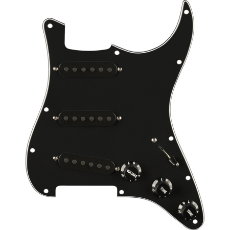 Fender Pre-Wired 3-Ply 11-Hole Pickguard for Pure Vintage '65 Stratocaster Electric Guitar, RWRP Middle Pickup, Black