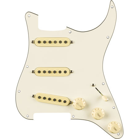 Fender Pre-Wired 3-Ply 11-Hole Pickguard for Eric Johnson Signature Stratocaster Electric Guitar, Parchment