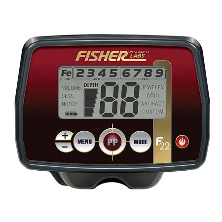 Fisher Research Labs F22 Weatherproof Metal Detector, 9" Coil, 7.69 kHz Freq