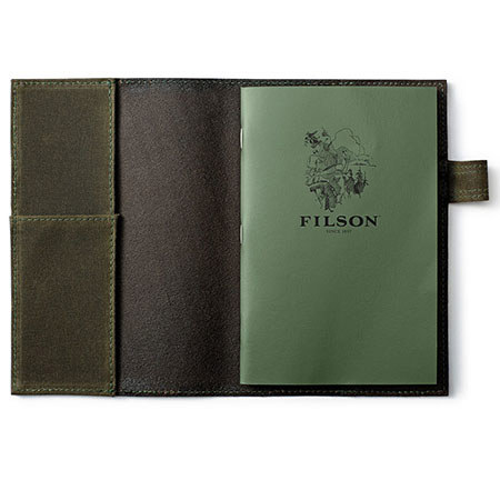 Filson Small Leather Note Cover with 5x7" Notebook, Dark Brown