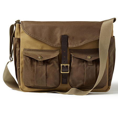 Filson Game Messenger Bag, Tan/Blaze Orange