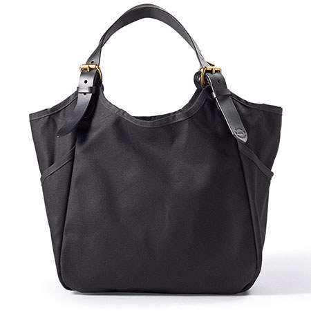 Filson Rugged Twill Carry-all Tote Bag with Leather Straps, Black