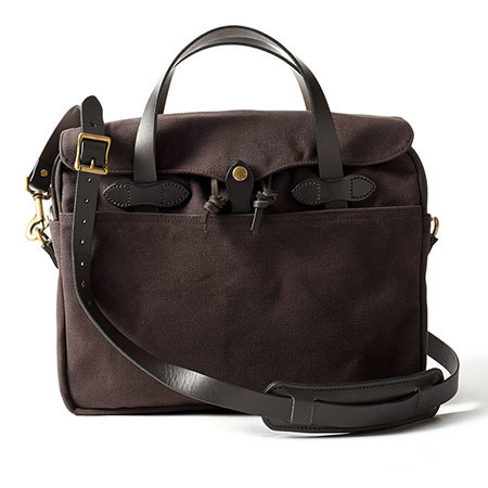 Filson Twill Original Water-Resistant Briefcase, Brown