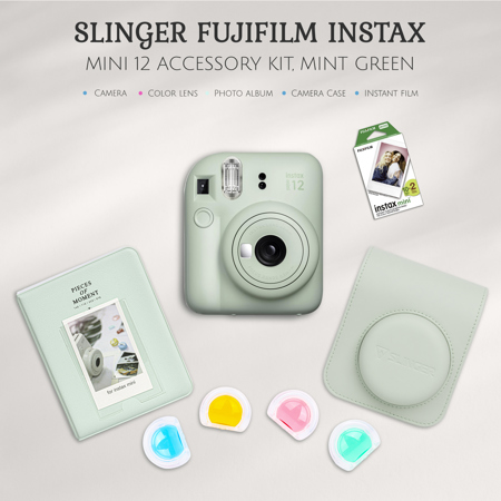 Fujifilm Instax Mini 12 Instant Camera, Mint Green, with