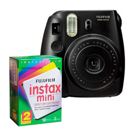 Fujifilm instax mini 8 Camera, Black w/Fujifilm instax mini Instant Film Twin Pk