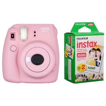 Fujifilm Instax Mini 8+ Camera, Strawberry w/Instax Mini Daylight Film Twin Pack