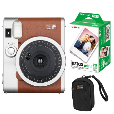 Fujifilm Instax Mini 90 Neo Classic Camera, Instant Film - Brown + essentials