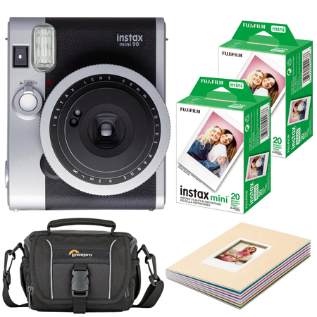 Fujifilm Instax Mini 90 Neo Classic Camera, Instant Film - Black + Accessories