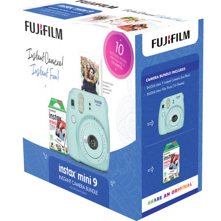 Fujifilm Instax Mini 9 Holiday Bundle, Ice Blue